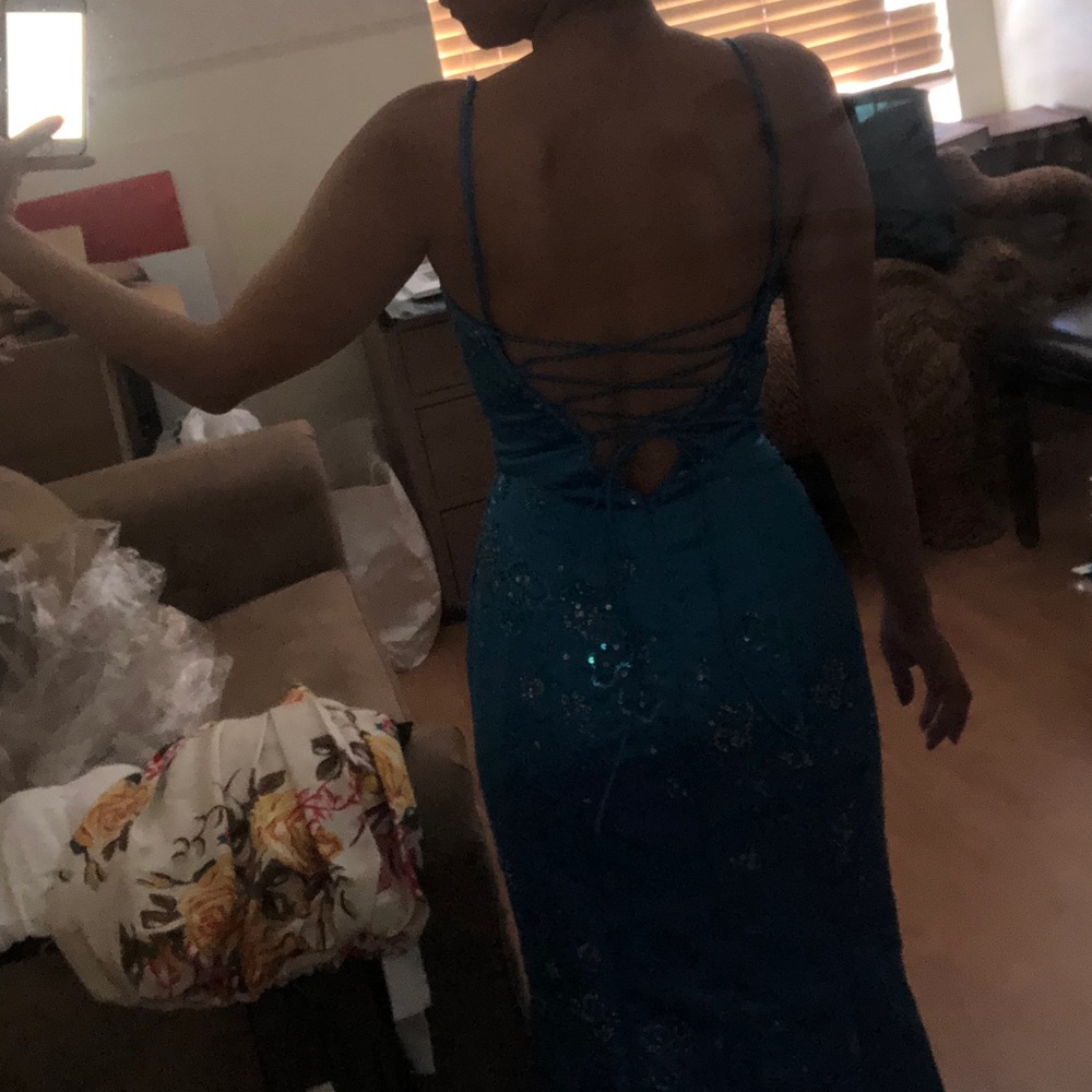 Blue Trumpet Pageant Dress / Prom Dress, size small - Picture 8 of 9